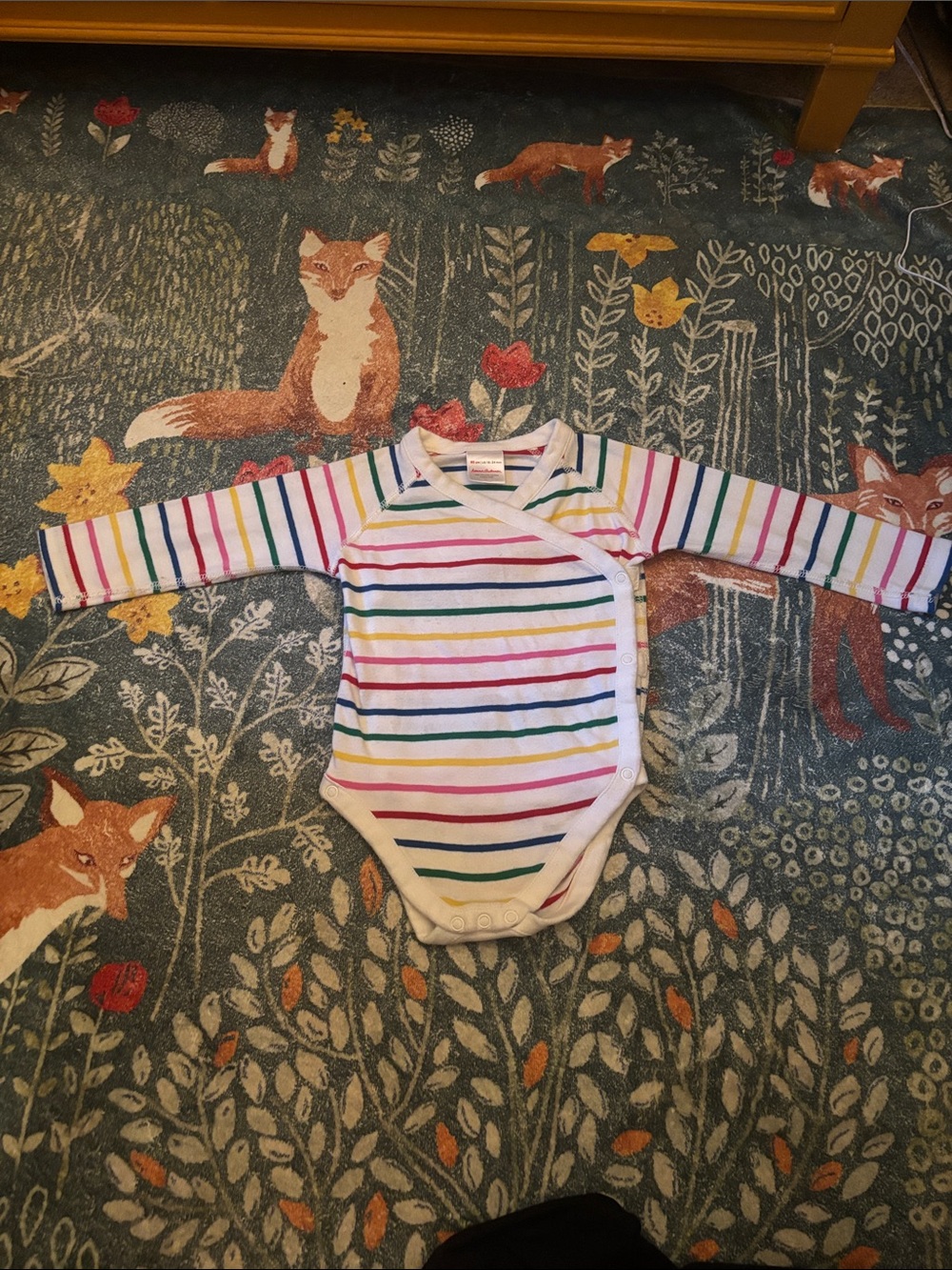 Hanna Andersson White Multi-Stripe Long-Sleeve One-Piece Bodysuit